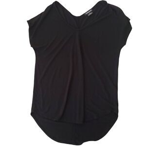 Trouve Womens Black Cap Sleeve Modal Easy Fit T Shirt Top Medium